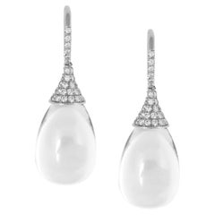 Goshwara “Naughty” Moon Quartz and Diamond 18 Karat White Gold Drop Earrings