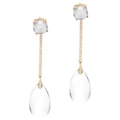 Goshwara “Naughty” Moon Quartz and Diamond 18 Karat Yellow Gold Drop Earrings