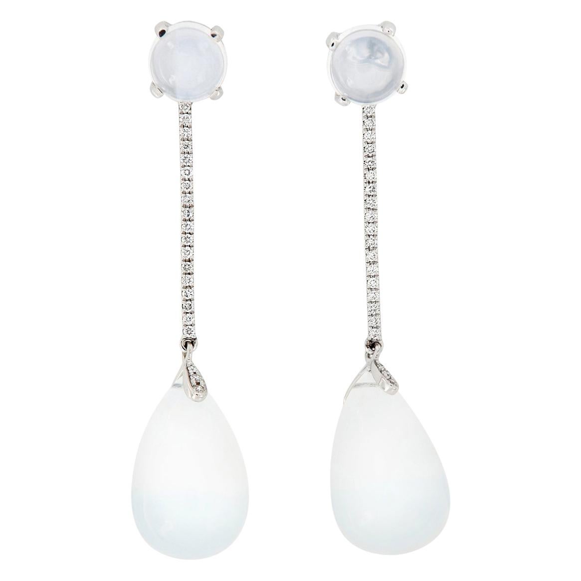 Goshwara “Naughty” Moon Quartz Diamond Drop Earrings
