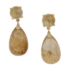 Goshwara “Naughty” Rutliated Quartz 18 Karat Yellow Gold Drop Earrings