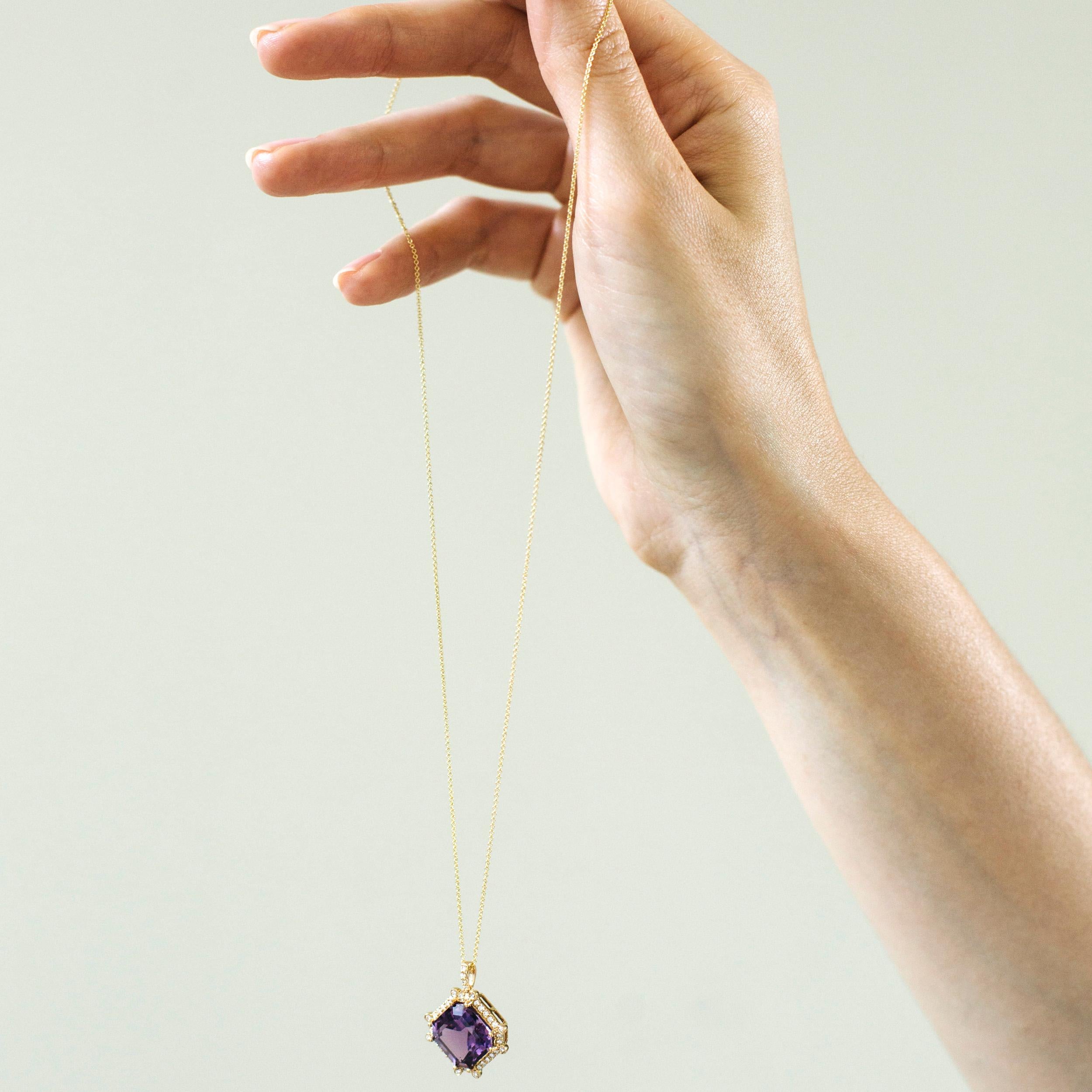 Amethyst & Diamond Octagon Pendant in 18K Yellow Gold from 'Gossip' Collection

Chain Lenght 18