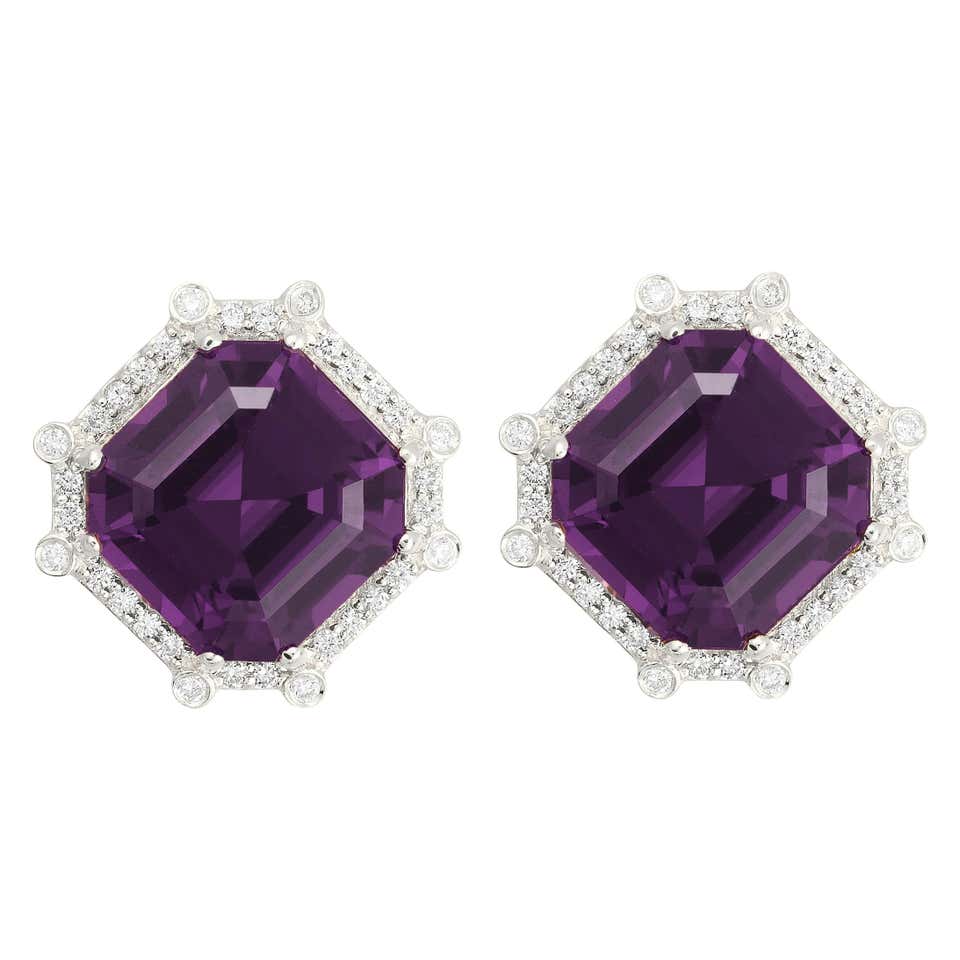 Goshwara Octagon Rock Crystal and Diamond Studs For Sale at 1stDibs
