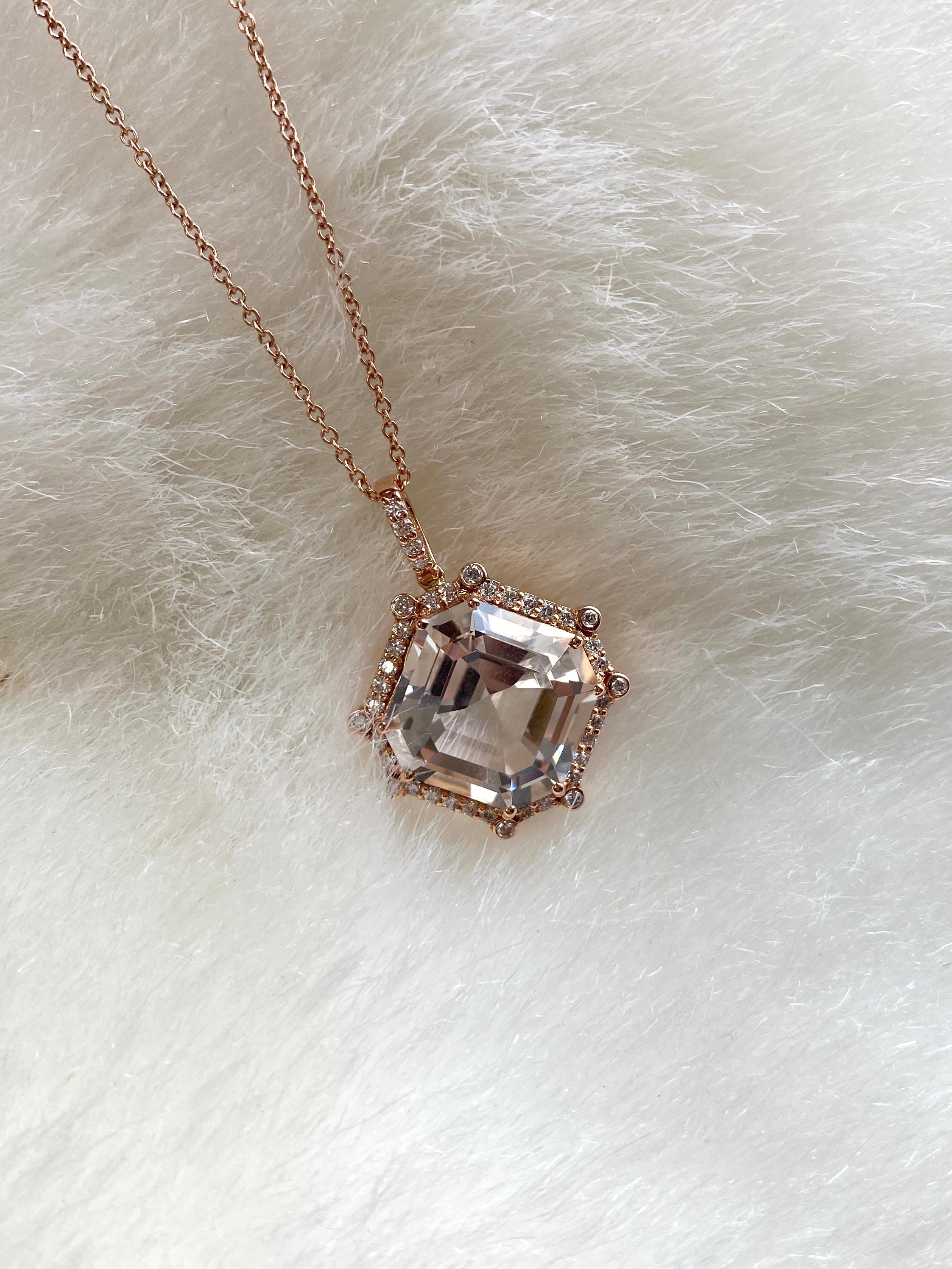 Goshwara Octagon Rock Crystal and Diamond Pendant In New Condition For Sale In New York, NY