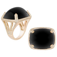 Goshwara Onyx Cabochon And Diamond Ring
