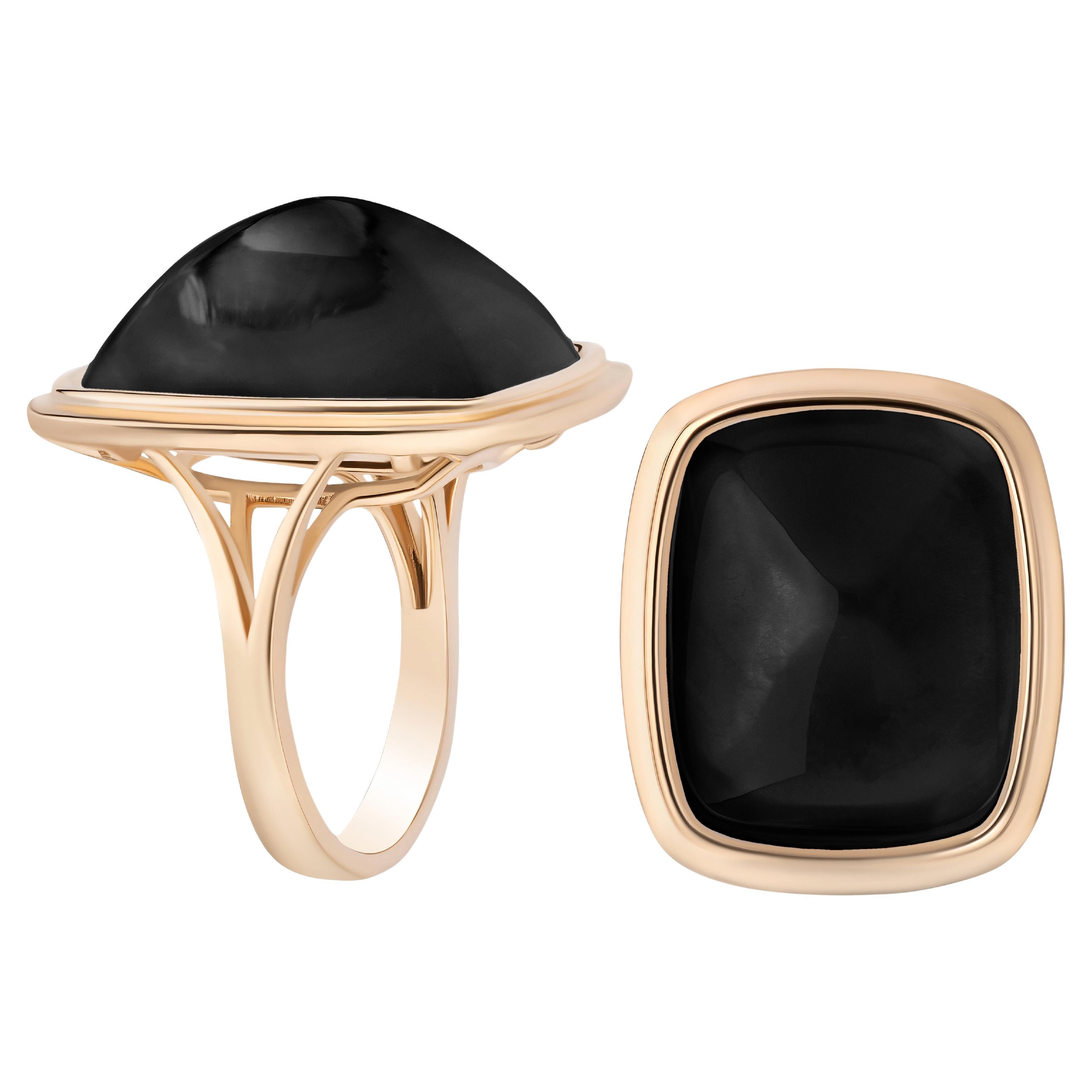 Goshwara Onyx Kissen-Cabochon-Ring mit Kissenschliff