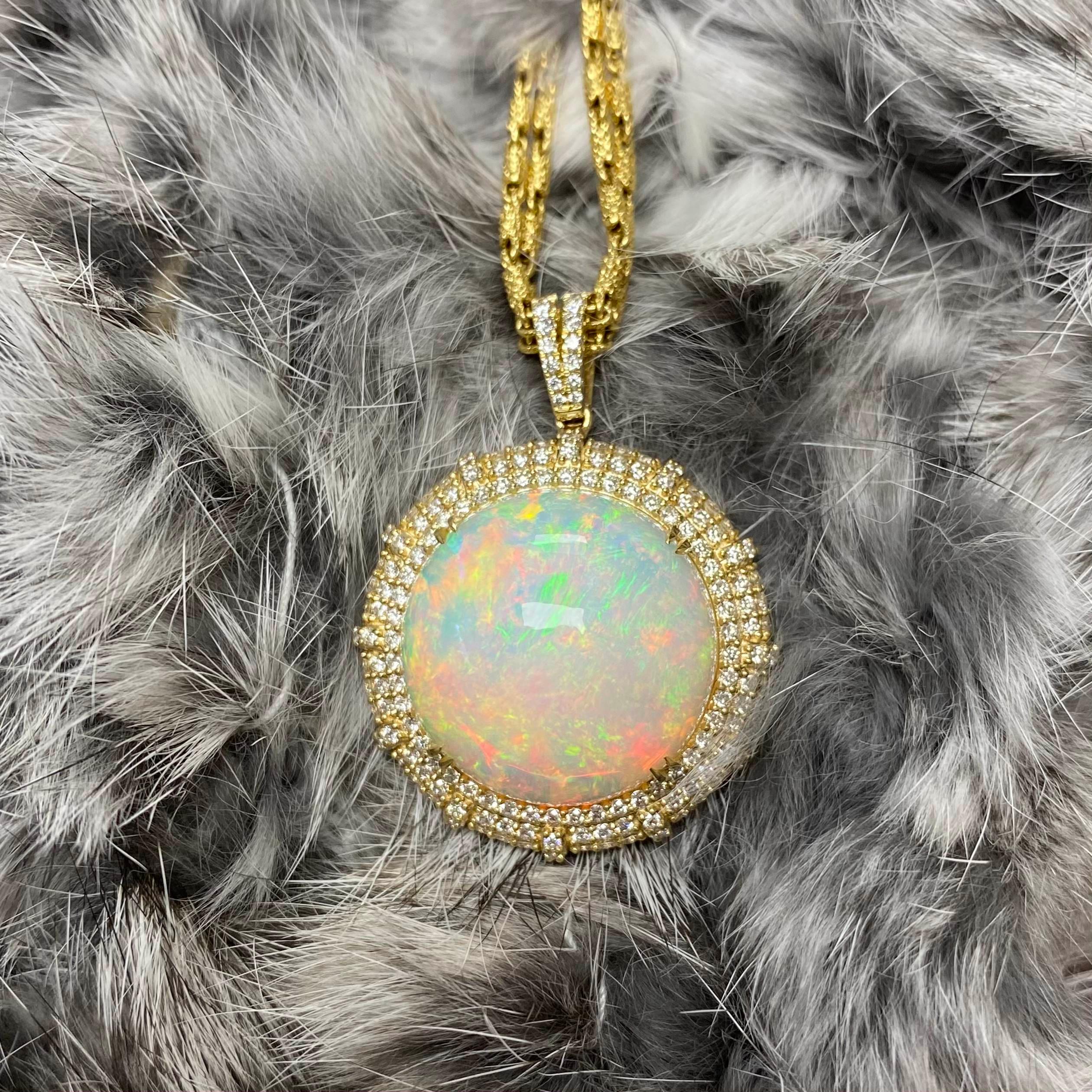 Cabochon Goshwara Opal And Diamond Pendant