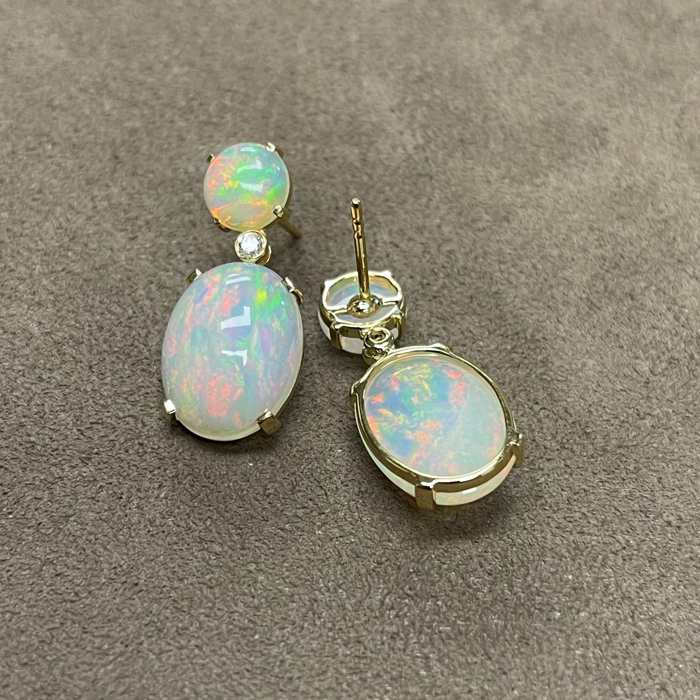 Goshwara Opal Cabochon with Diamonds Earrings For Sale 5