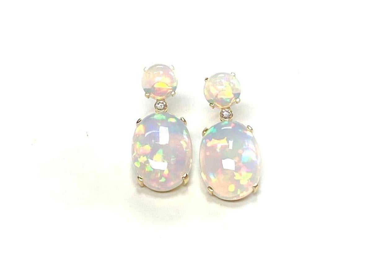 Goshwara Opal Cabochon with Diamonds Earrings For Sale 1