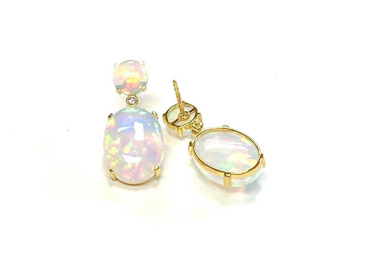 Goshwara Opal Cabochon with Diamonds Earrings For Sale 2