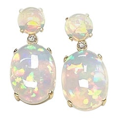 Goshwara Opal Cabochon with Diamonds Earrings