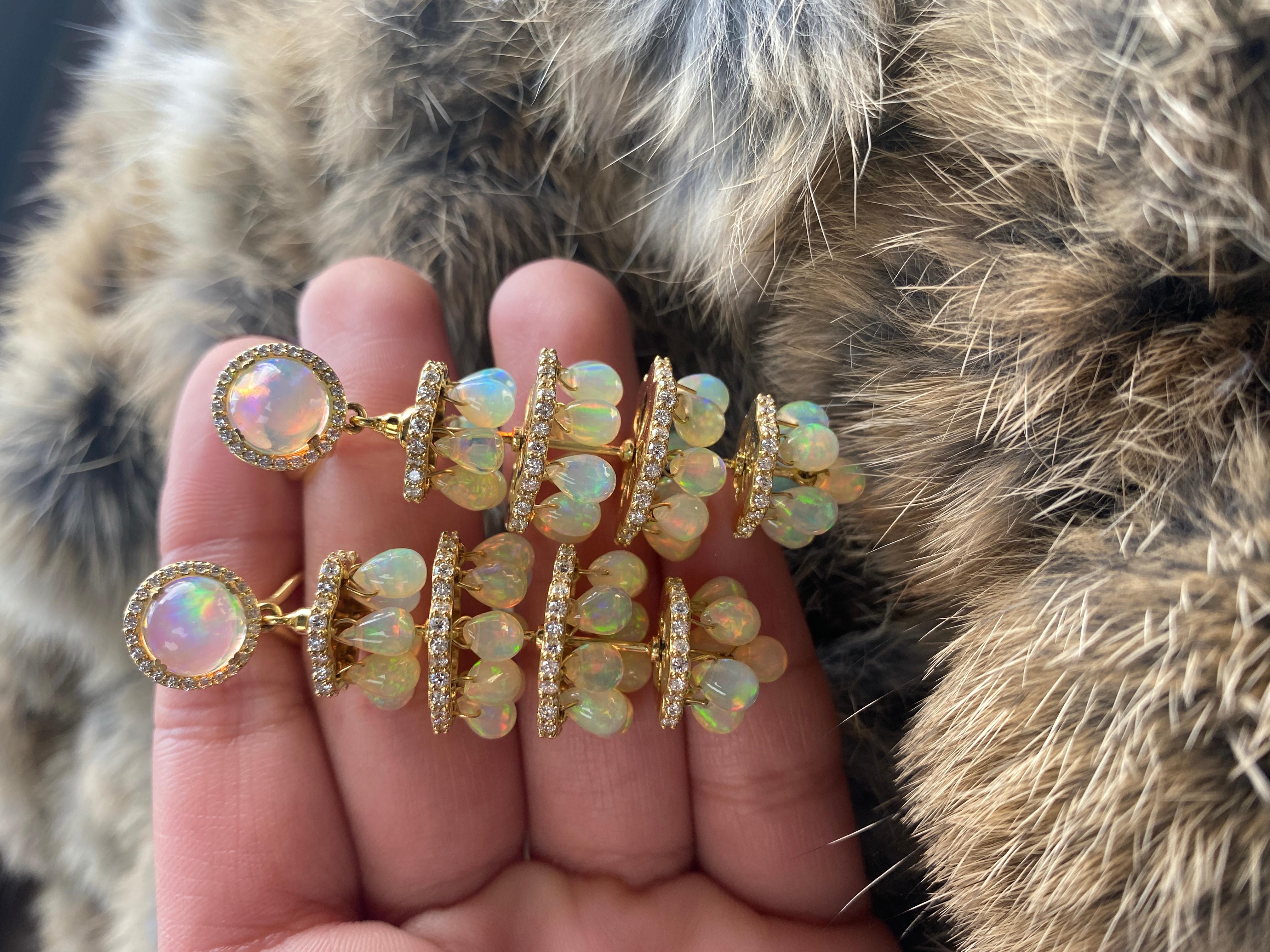 Goshwara Opal Chandelier And Diamond Earrings For Sale at 1stDibs