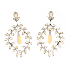 Goshwara Opal Diamond 18 Karat Gold Large Chandelier Earrings