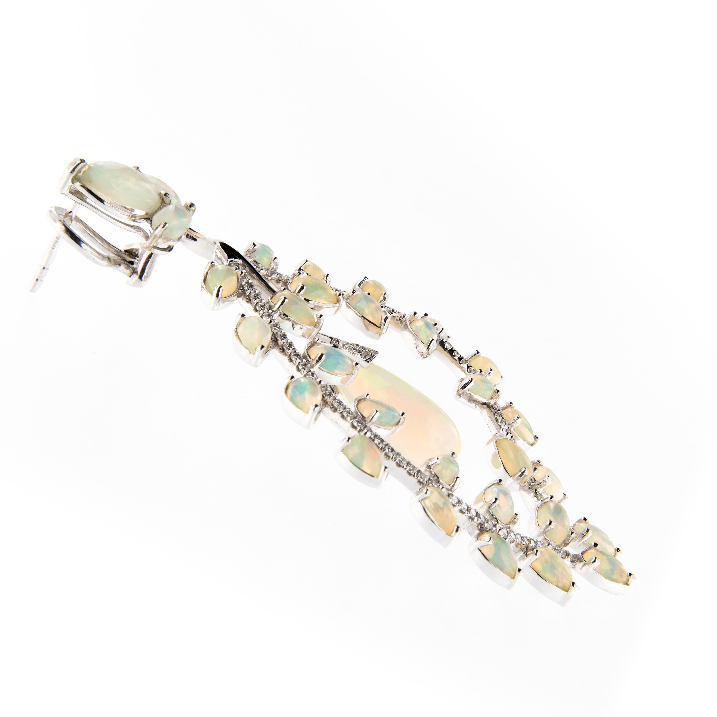 Goshwara Opal Diamond 18 Karat Gold Large Chandelier Earrings In New Condition In Troy, MI