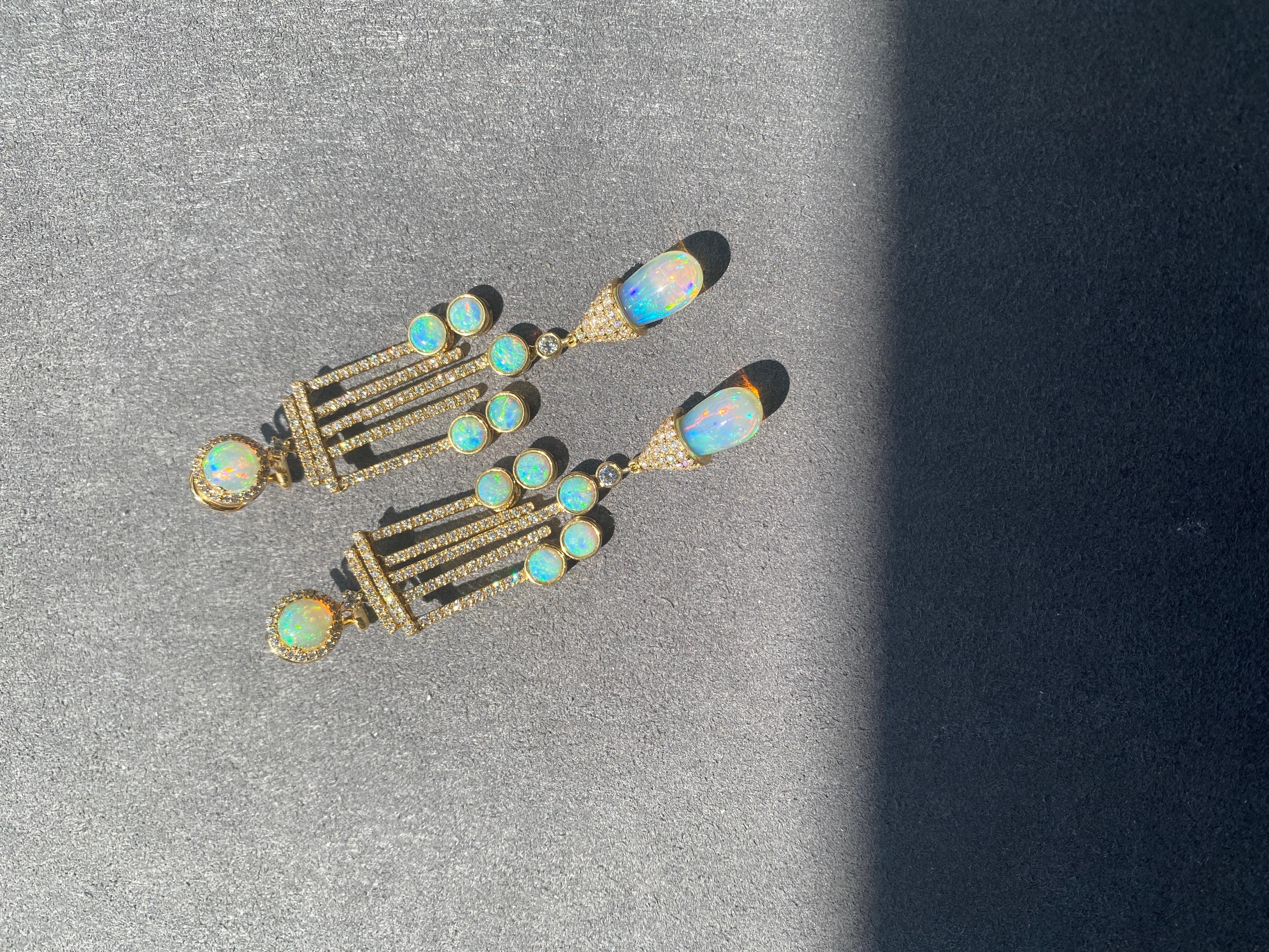 Goshwara Opal Drop And Cab With Diamond Earrings In New Condition In New York, NY