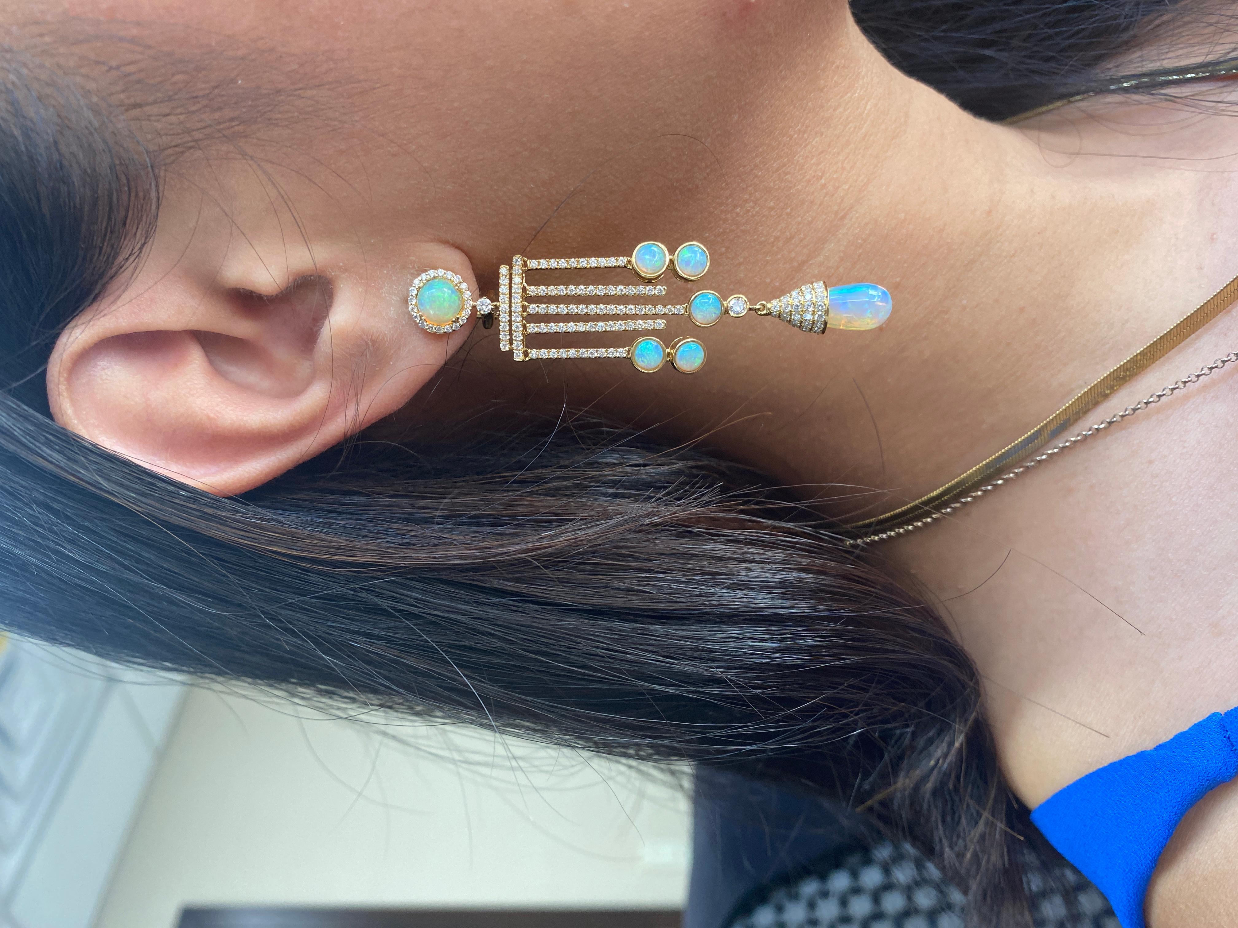 Women's Goshwara Opal Drop And Cab With Diamond Earrings