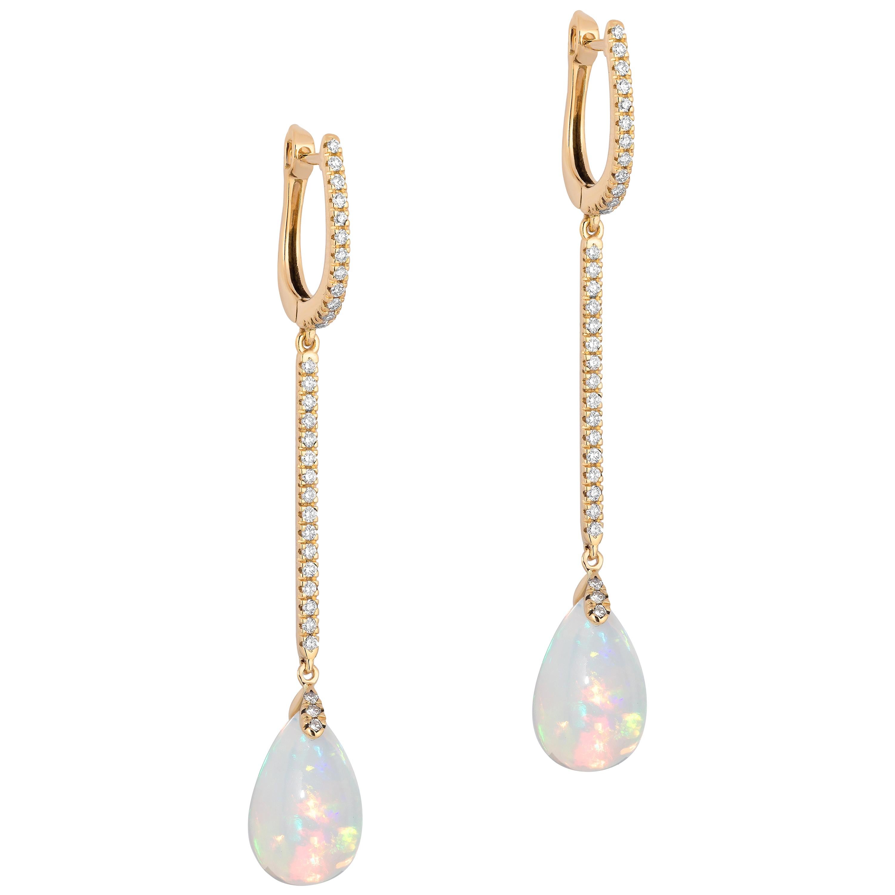 Goshwara Opal Drop and Diamond Huggies