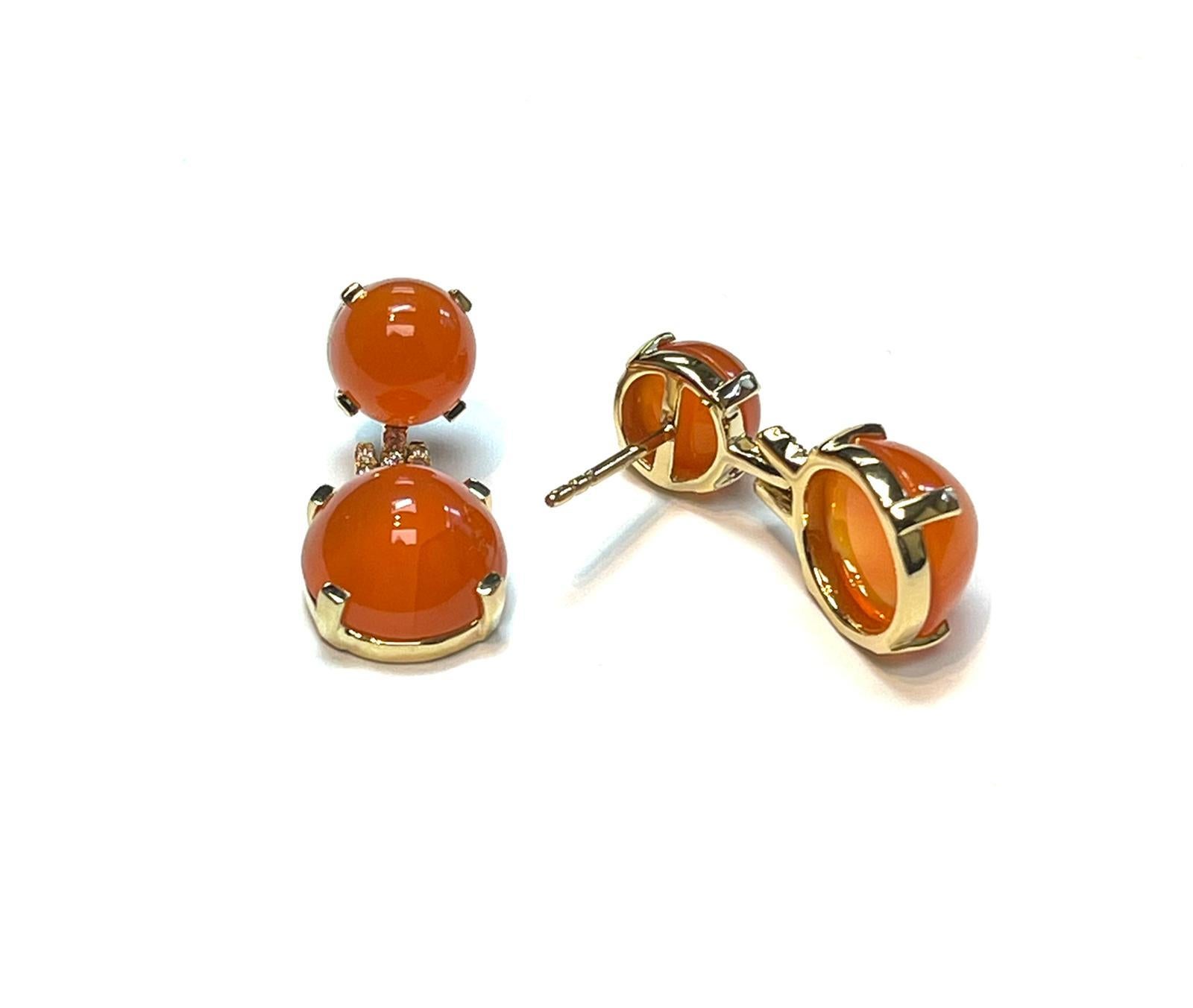 Women's Goshwara Orange Chalcedony Cabochon Earrings For Sale