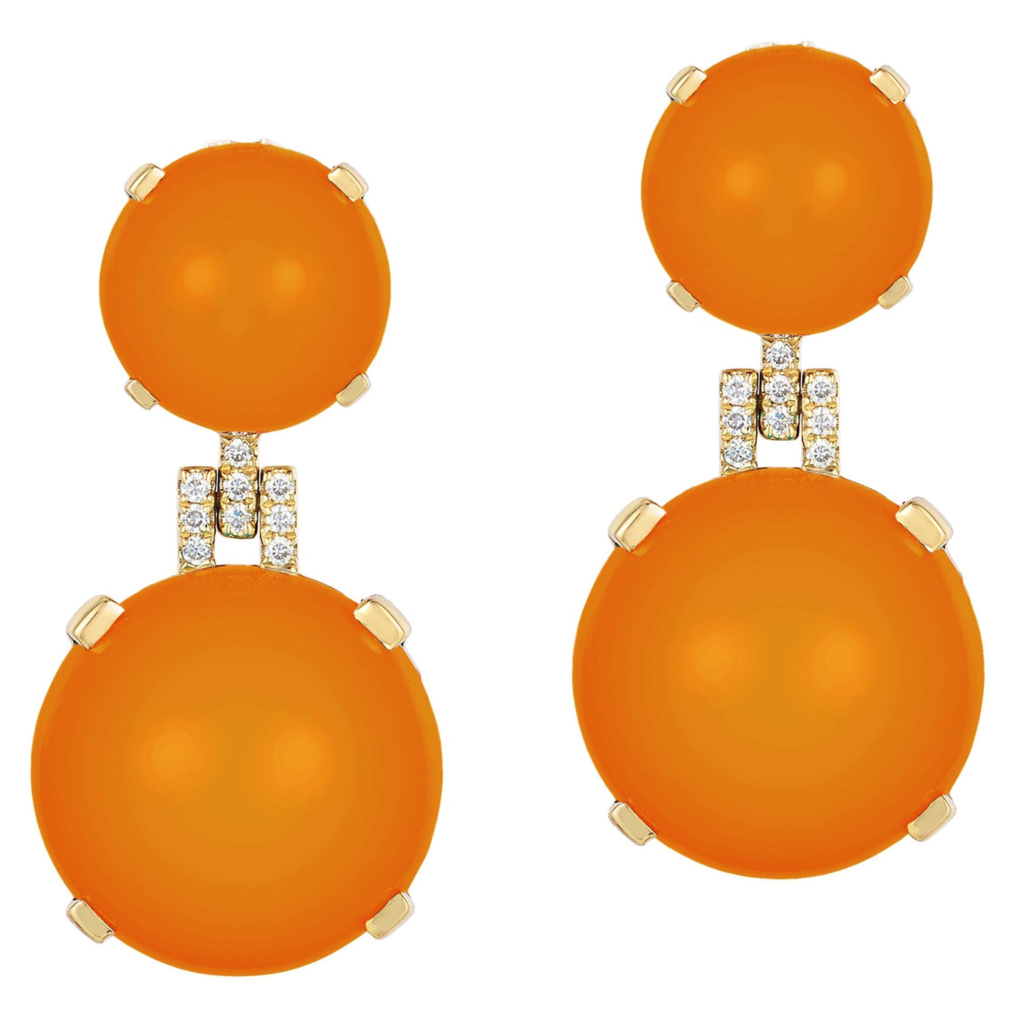 Boucles d'oreilles en cabochon de calcédoine orange Goshwara