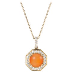 Goshwara Orange Chalcedony with Diamonds Small Pendant