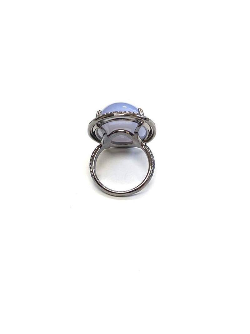 Goshwara Oval Blue Chalcedony Cabochon Ring For Sale 6