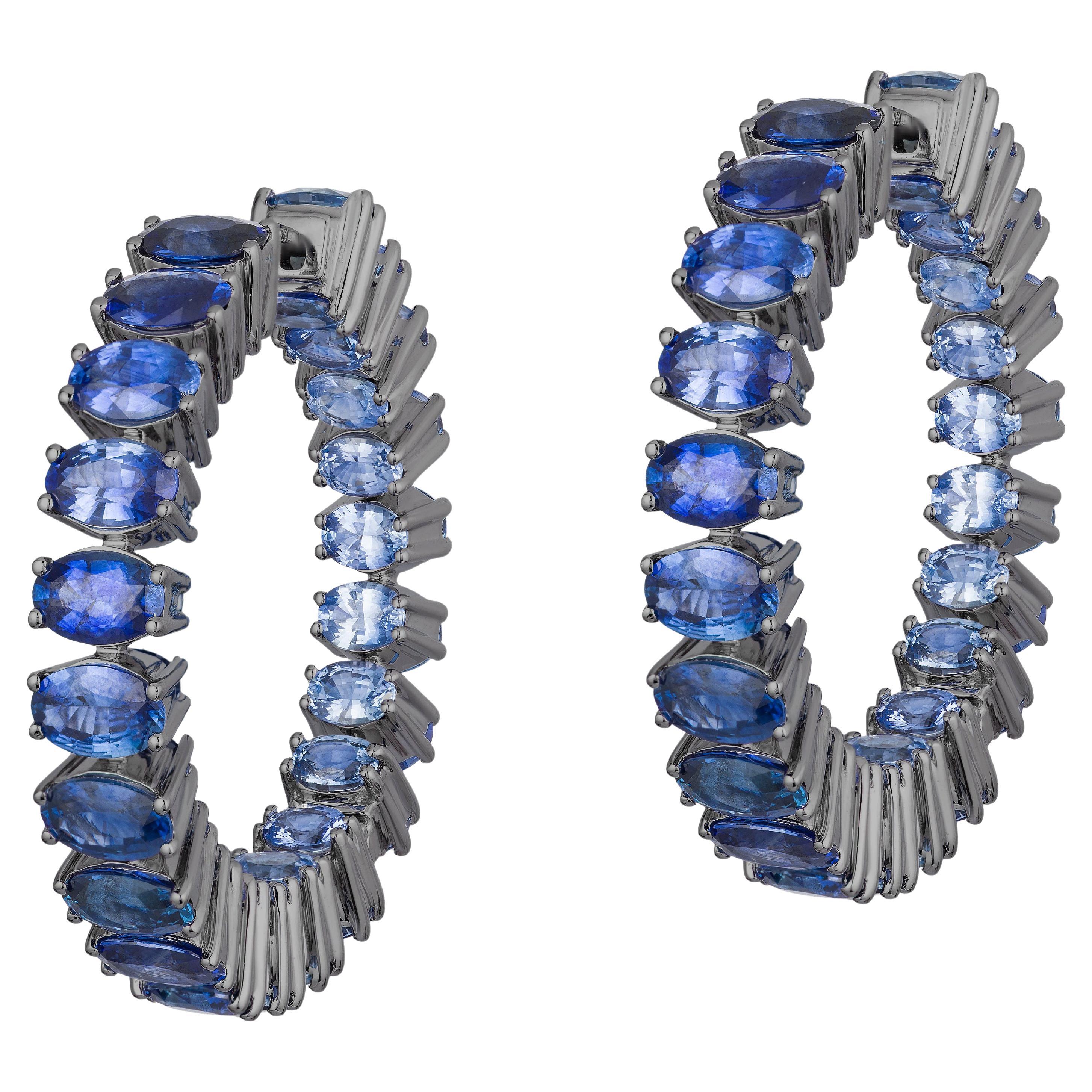 Goshwara Oval Blue Sapphire Hoops