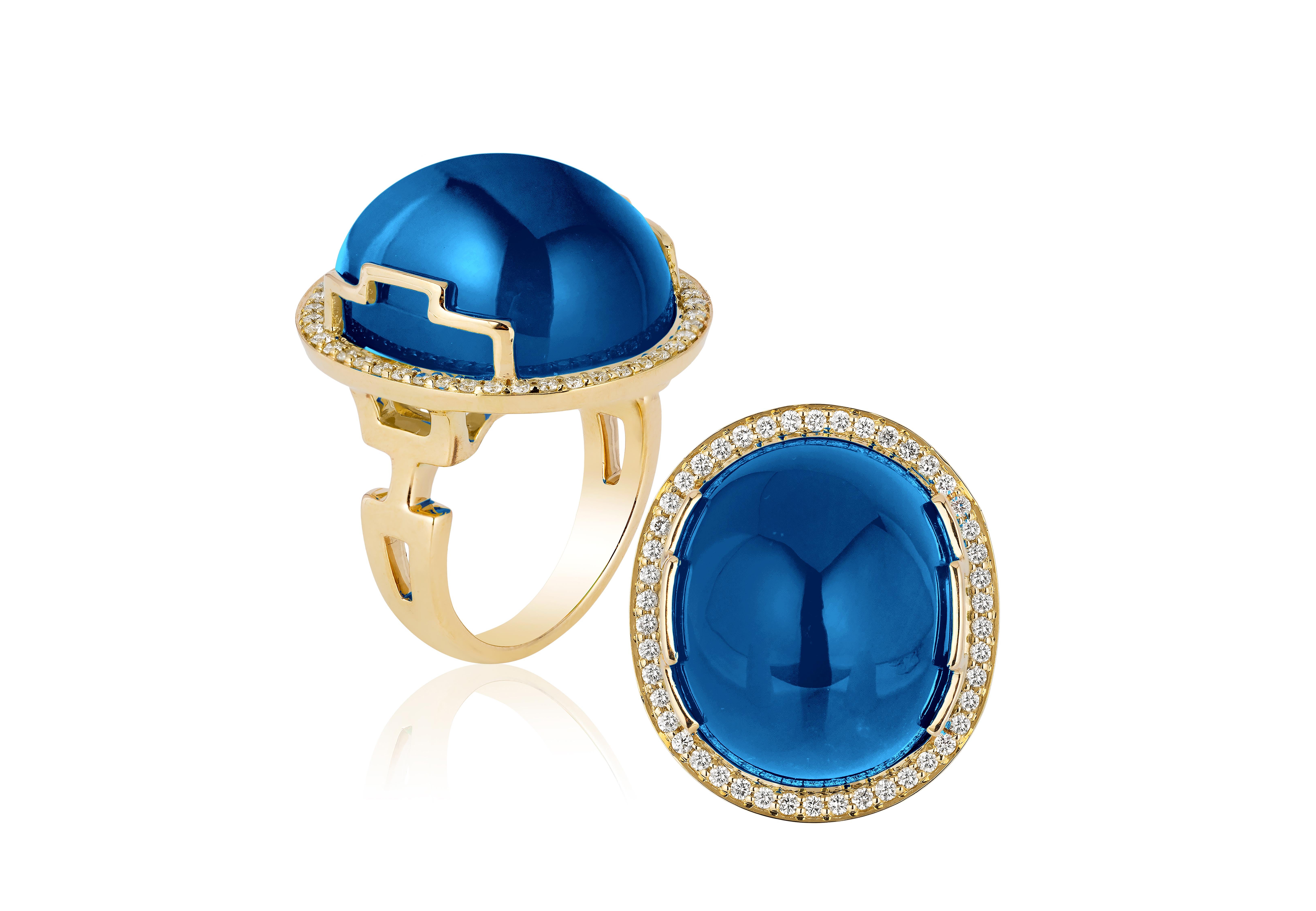 Oval Cut Goshwara Oval London Blue Topaz and Diamond Ring For Sale