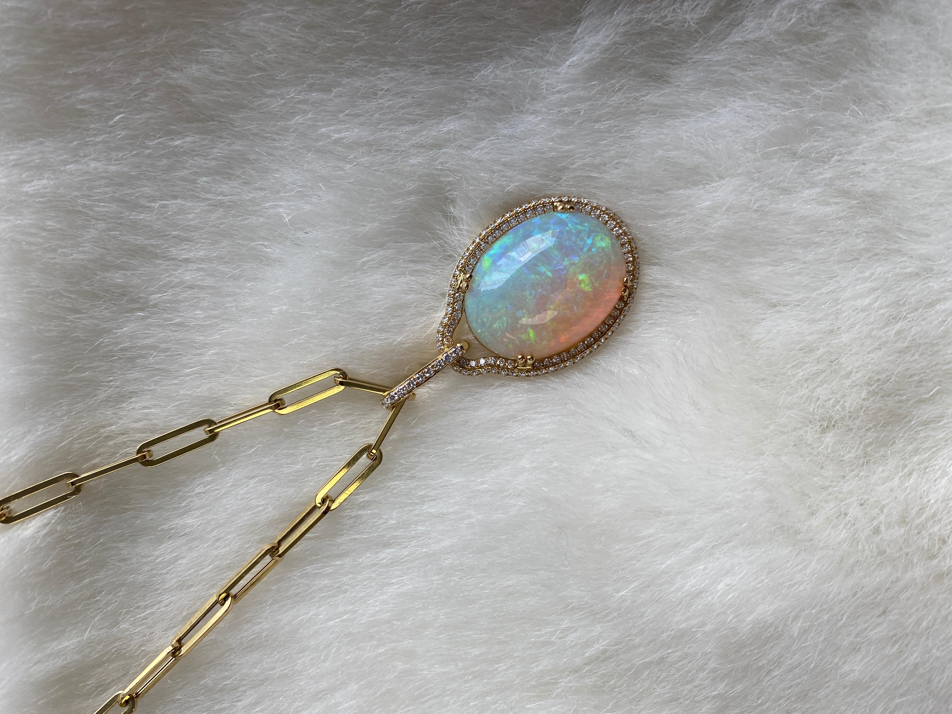 Women's Goshwara Oval Opal And Diamond Pendant