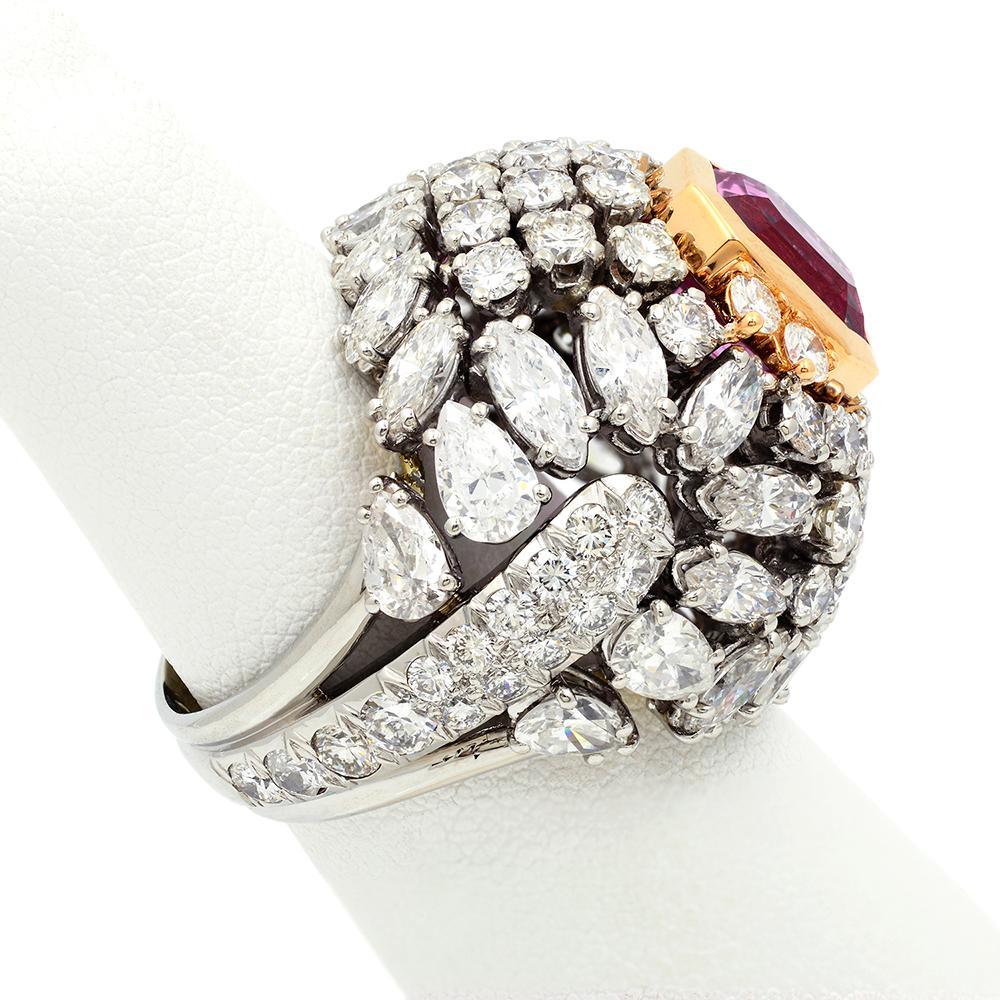 Goshwara Padparscha and Diamond Ring For Sale 3