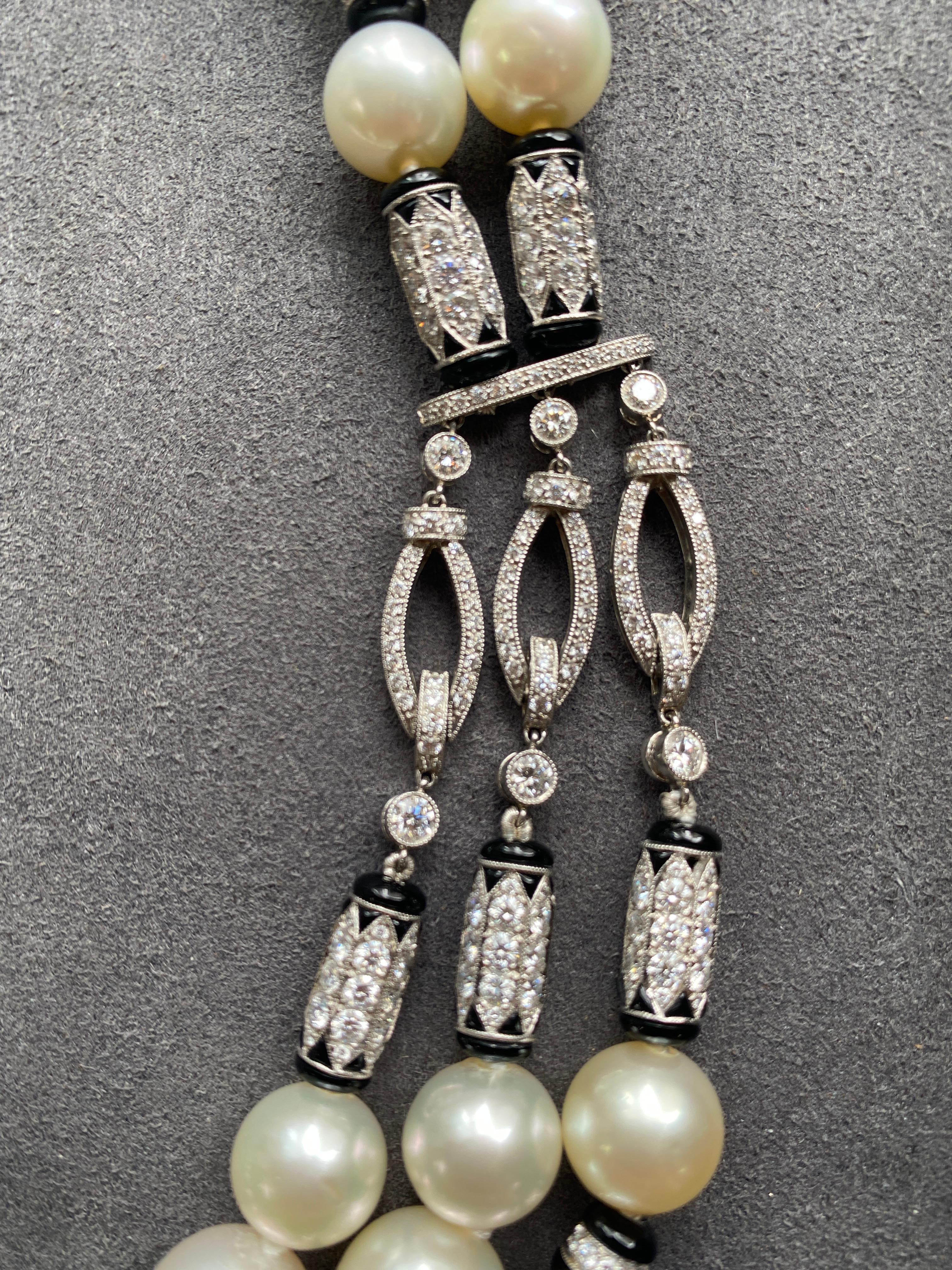 Goshwara Pearl and Onyx Necklace For Sale 7