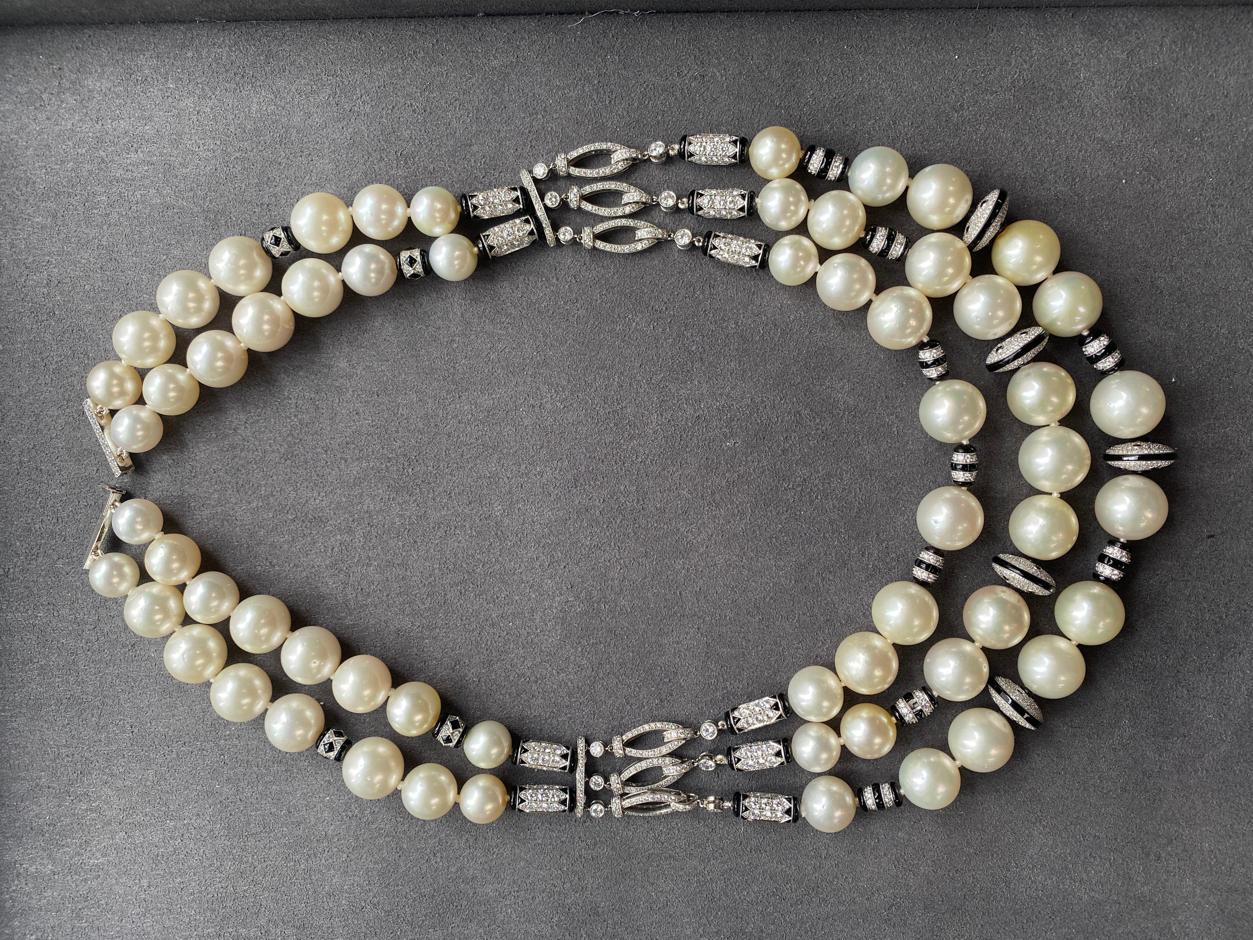 Goshwara Pearl and Onyx Necklace For Sale 10