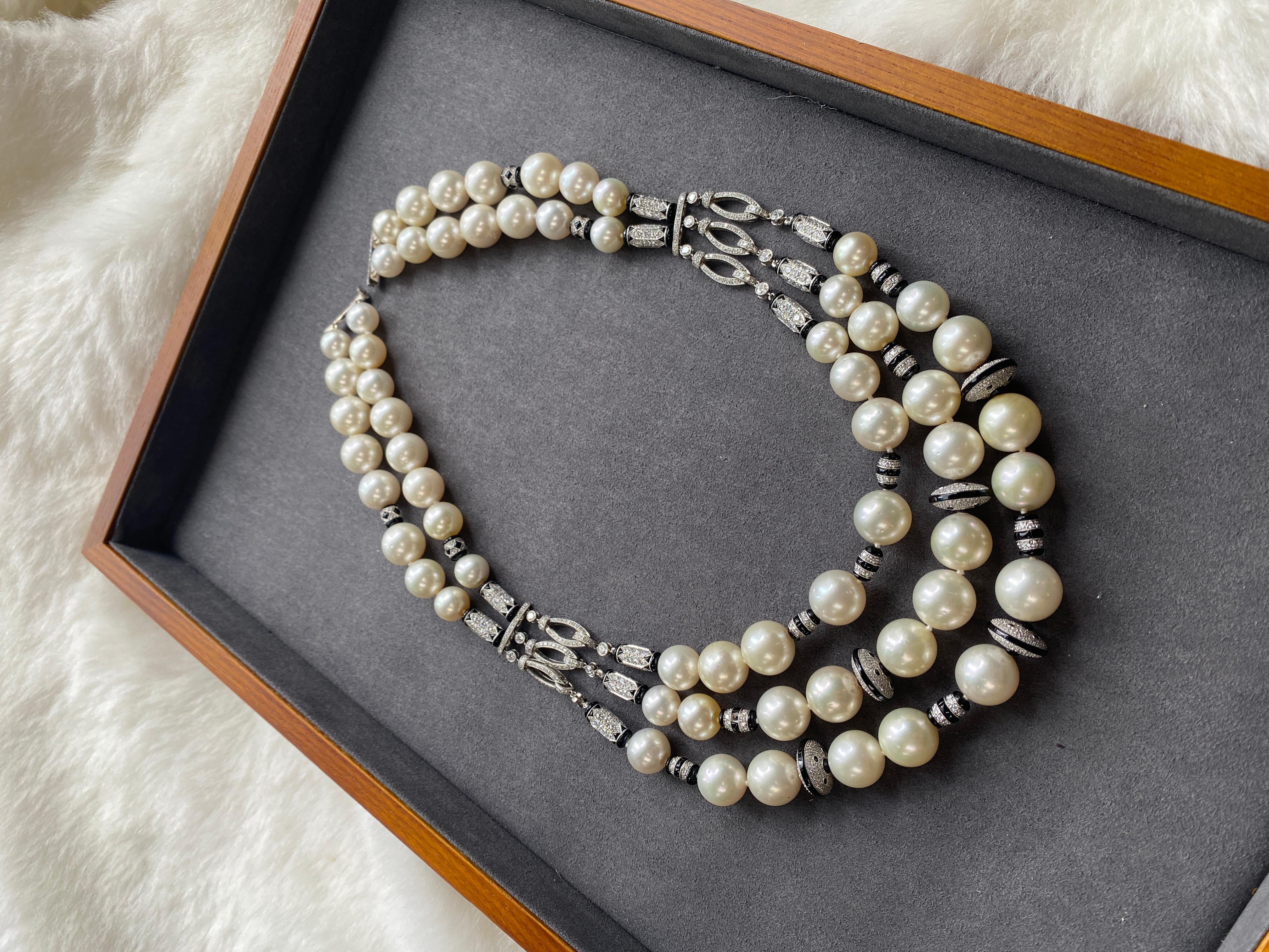 Goshwara Pearl and Onyx Necklace For Sale 11
