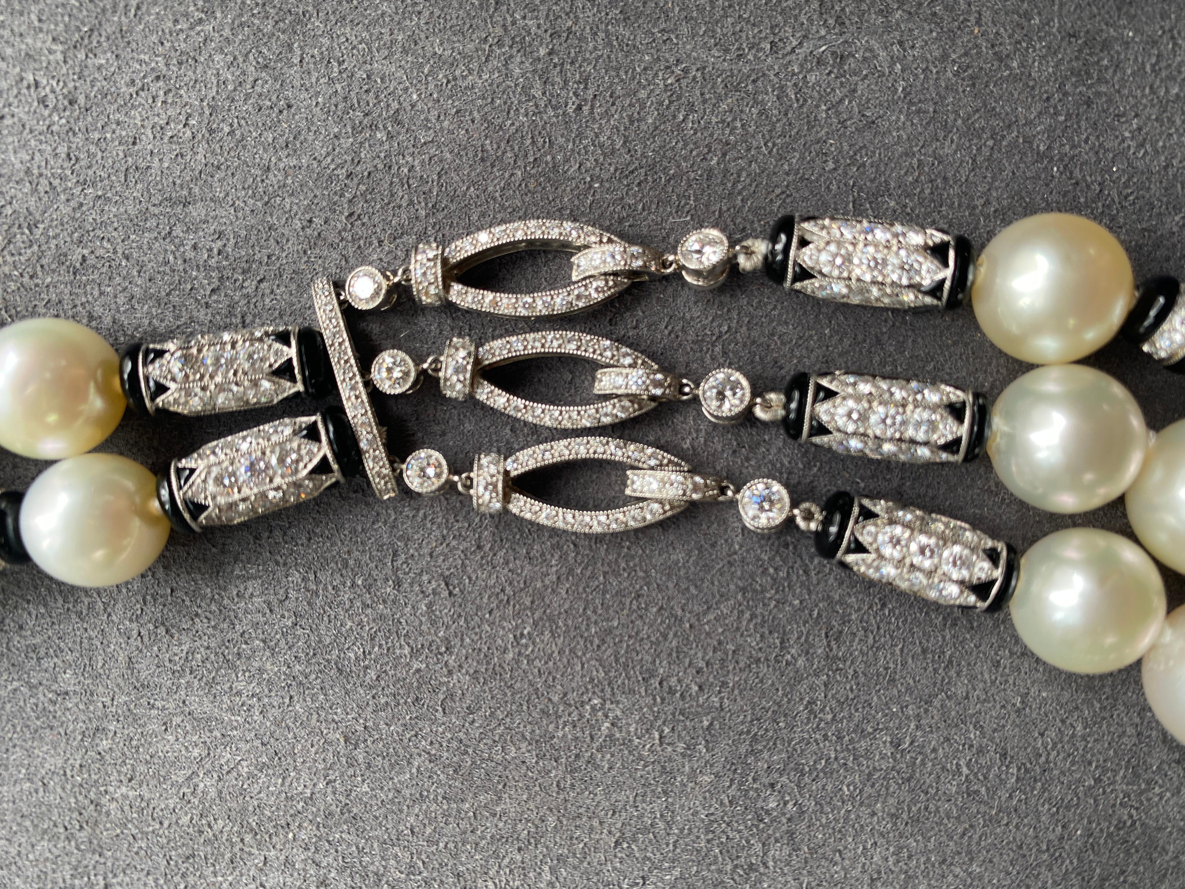 Goshwara Pearl and Onyx Necklace For Sale 12