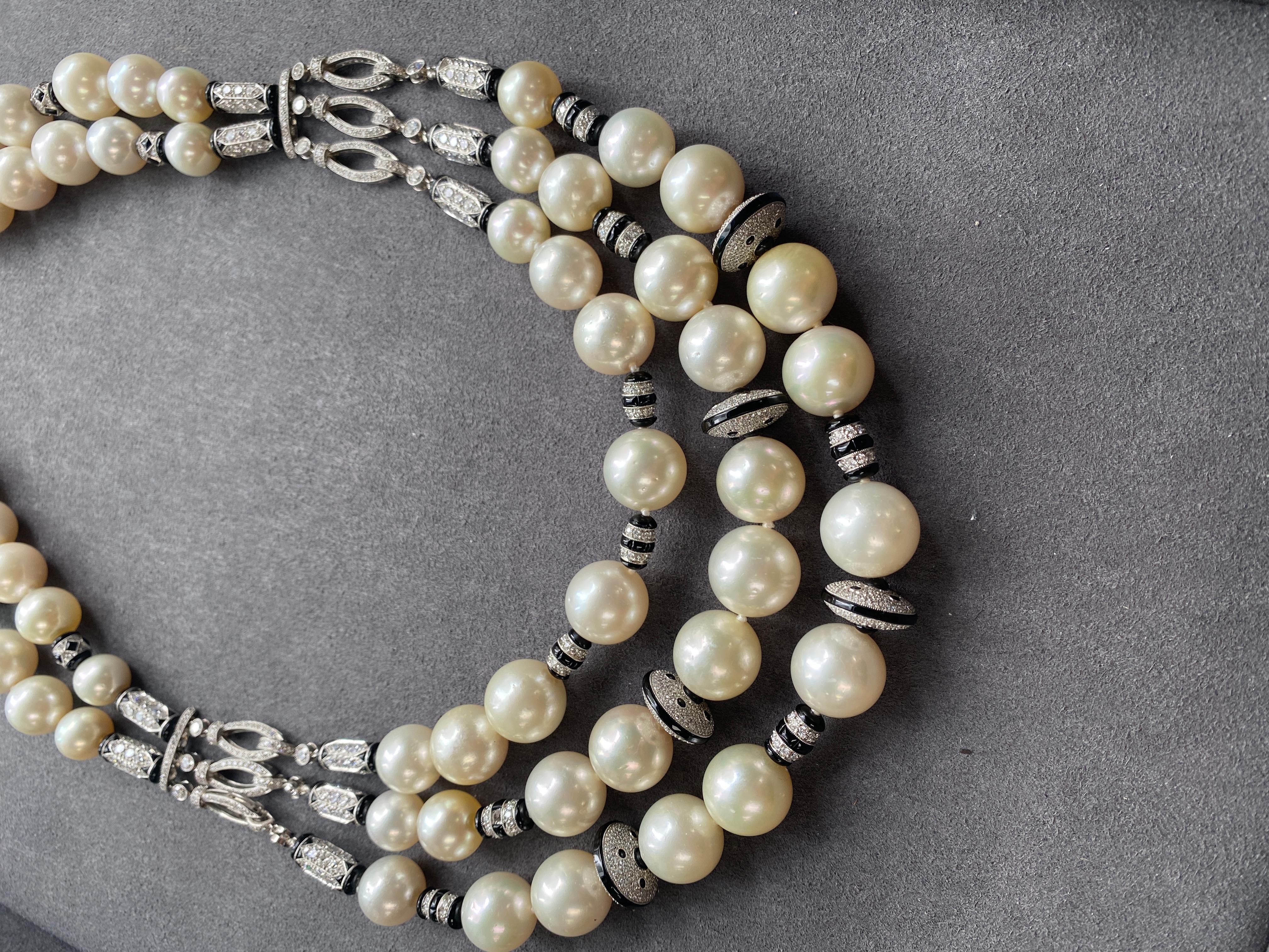 Goshwara Pearl and Onyx Necklace For Sale 13