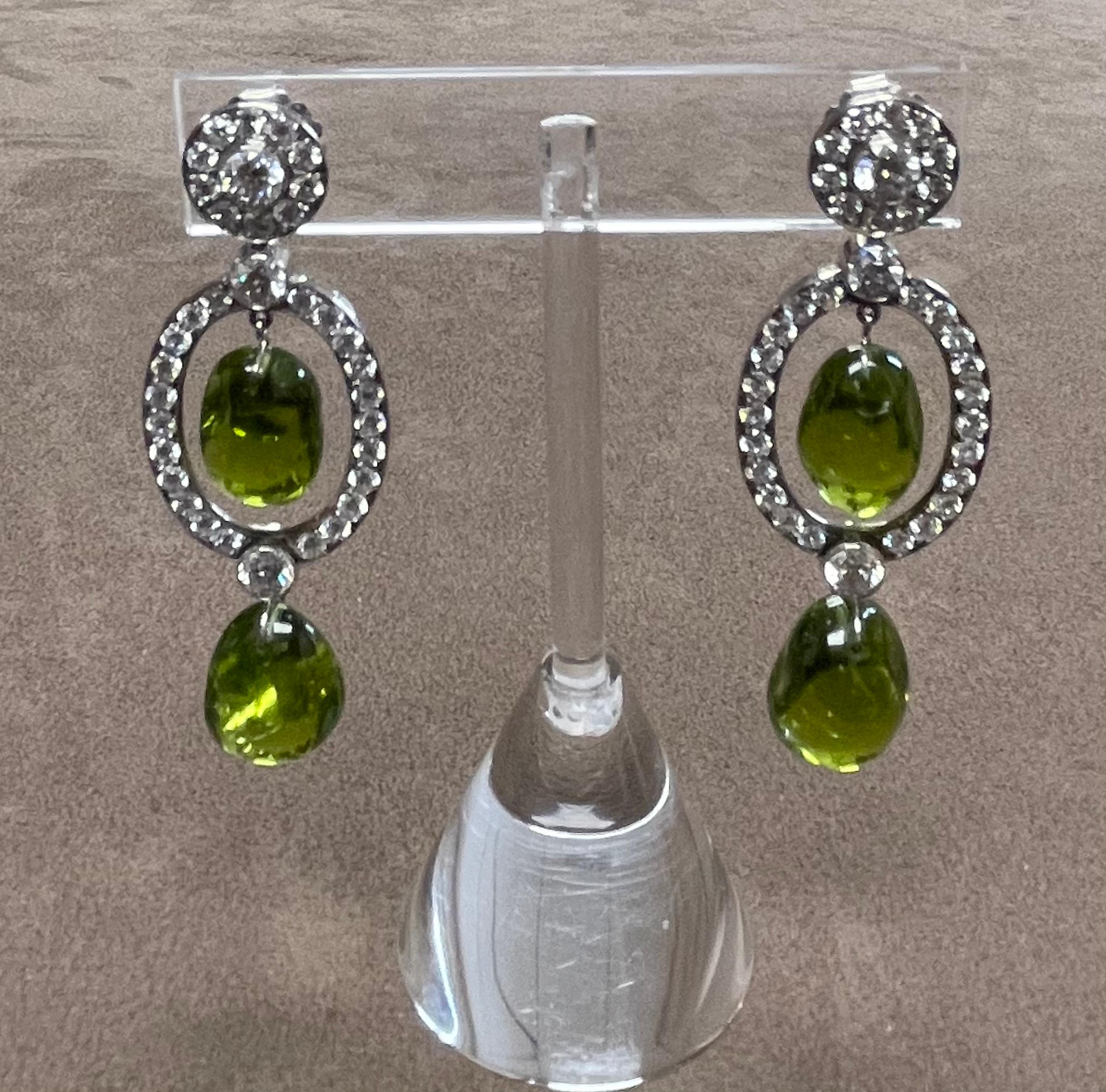 Goshwara Peridot Tumble Bead and Diamond Long Earrings In New Condition For Sale In New York, NY