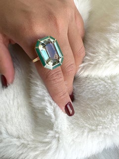 Goshwara Prasiolite and Malachite Cocktail Ring