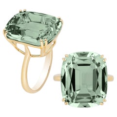 Anillo de cojín de prasiolita Goshwara