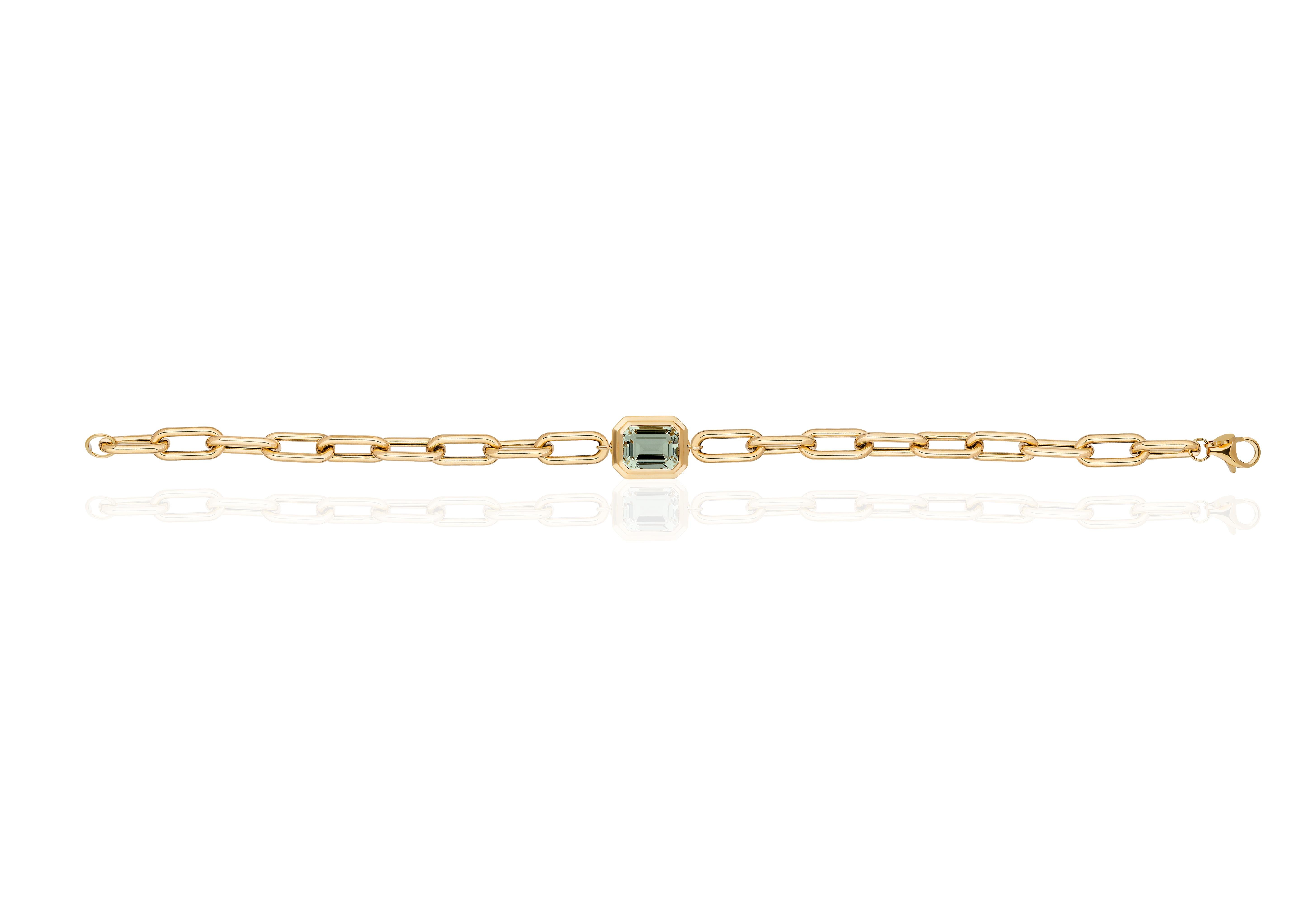 Goshwara Prasiolite Emerald Cut Bezel Set Bracelet In New Condition For Sale In New York, NY