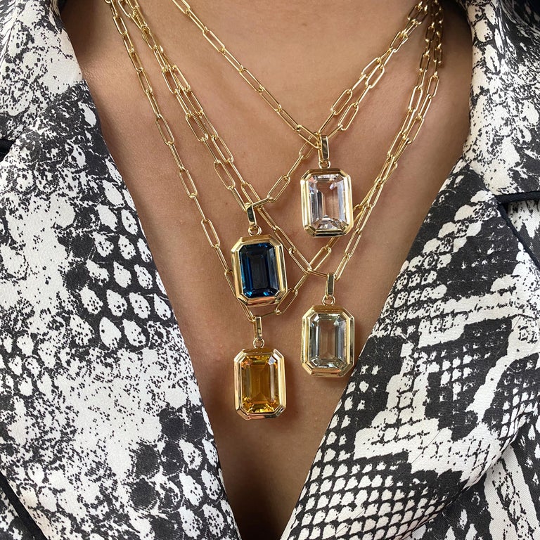 Goshwara The Manhattan Emerald Cut Pendant in Prasiolite