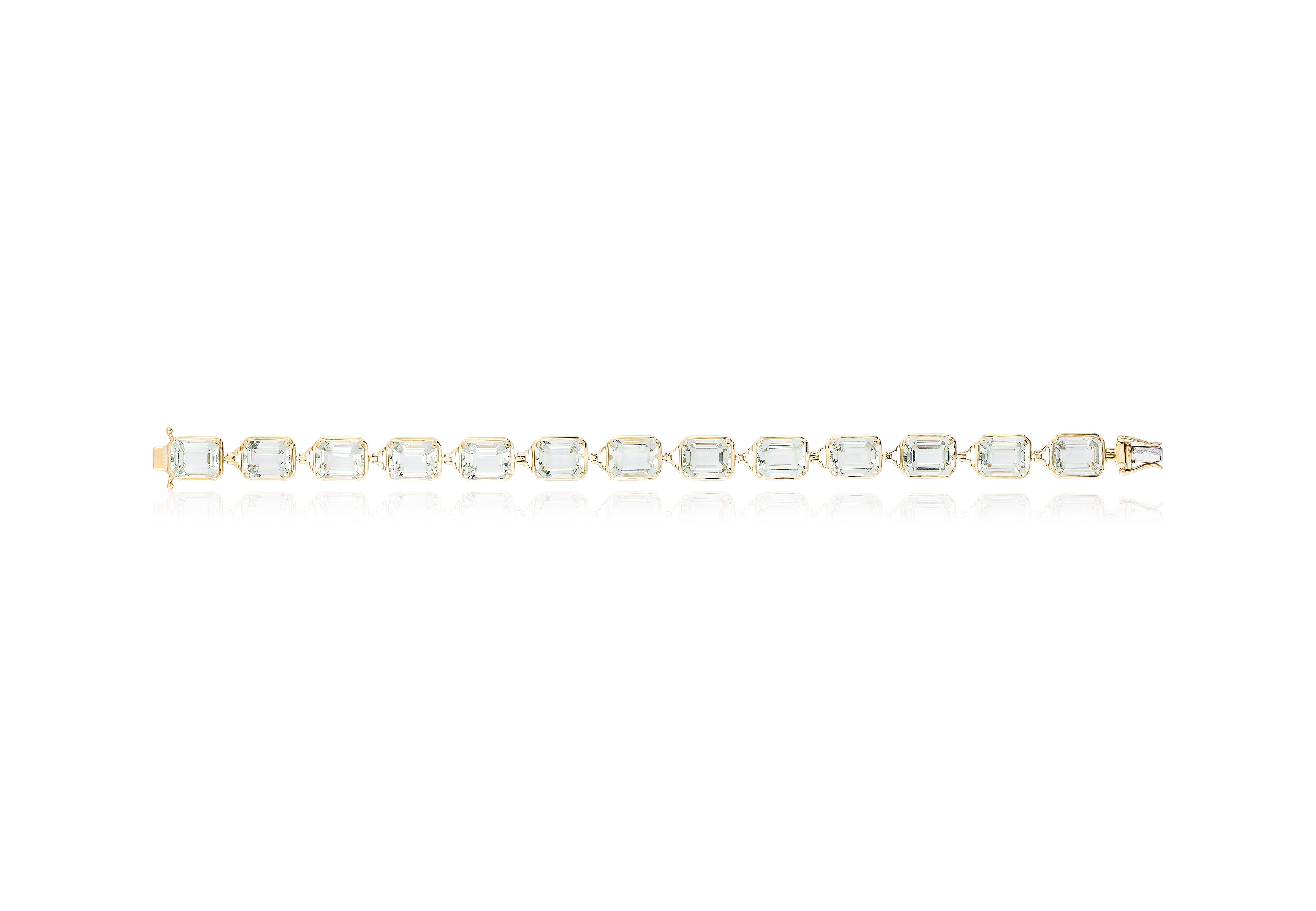 This beautiful Prasiolite Emerald Cut Bracelet in 18K Yellow Gold, is from our ‘Gossip' Collection, and like any good piece of ‘Gossip’, it carries a hint of shock value. This piece will make you dazzle even more every time you wear it.

* Gemstone: