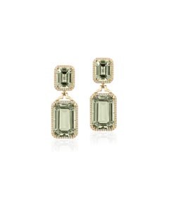 Goshwara Prasiolite Emerald Cut Diamond Earrings