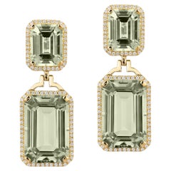 Goshwara Prasiolite Emerald Cut Diamond Earrings