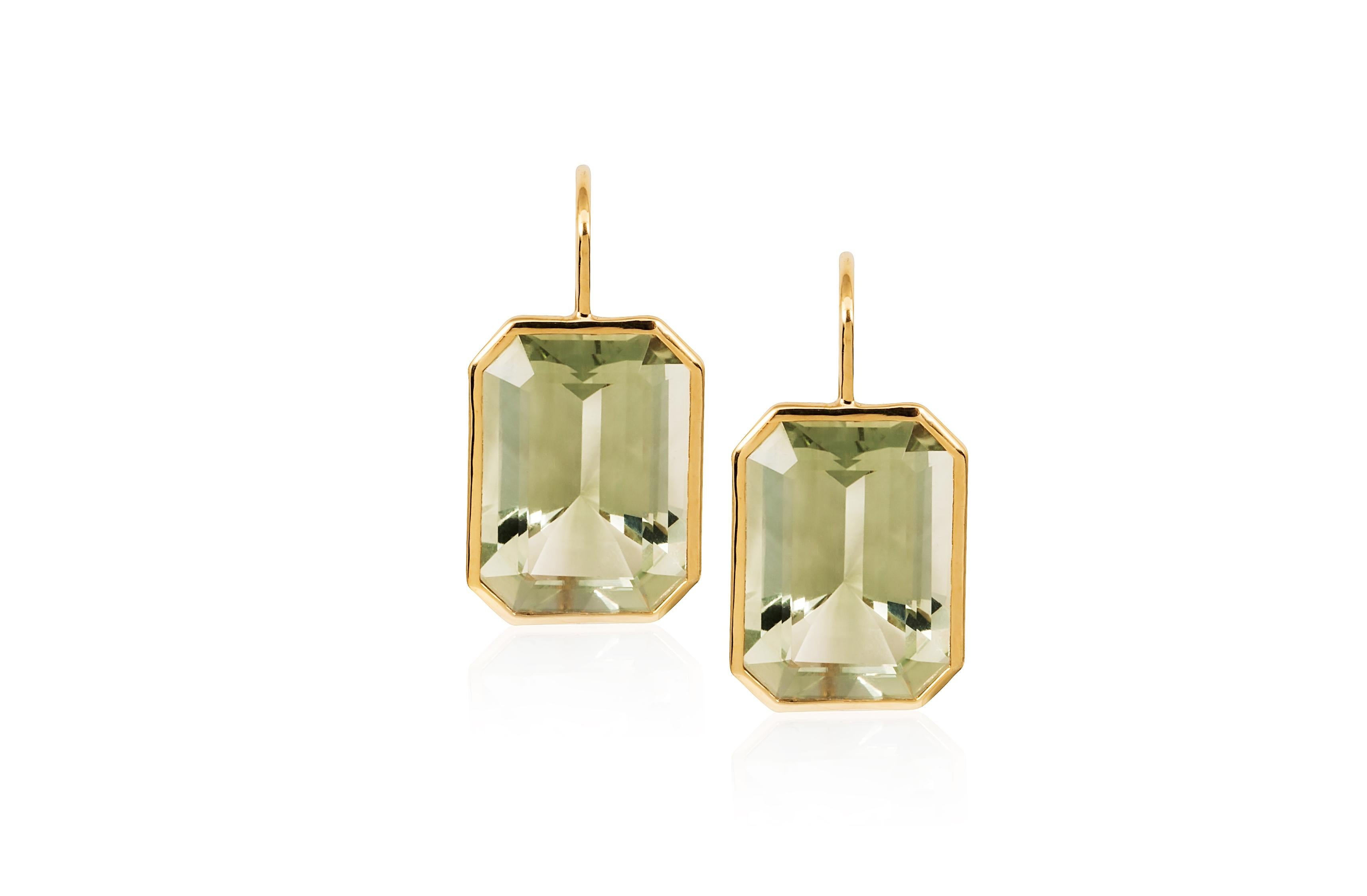 Prasiolite Emerald Cut Earrings on Wire in 18K Yellow Gold from 'Gossip' Collection

Stone Size: 15 x 10 mm