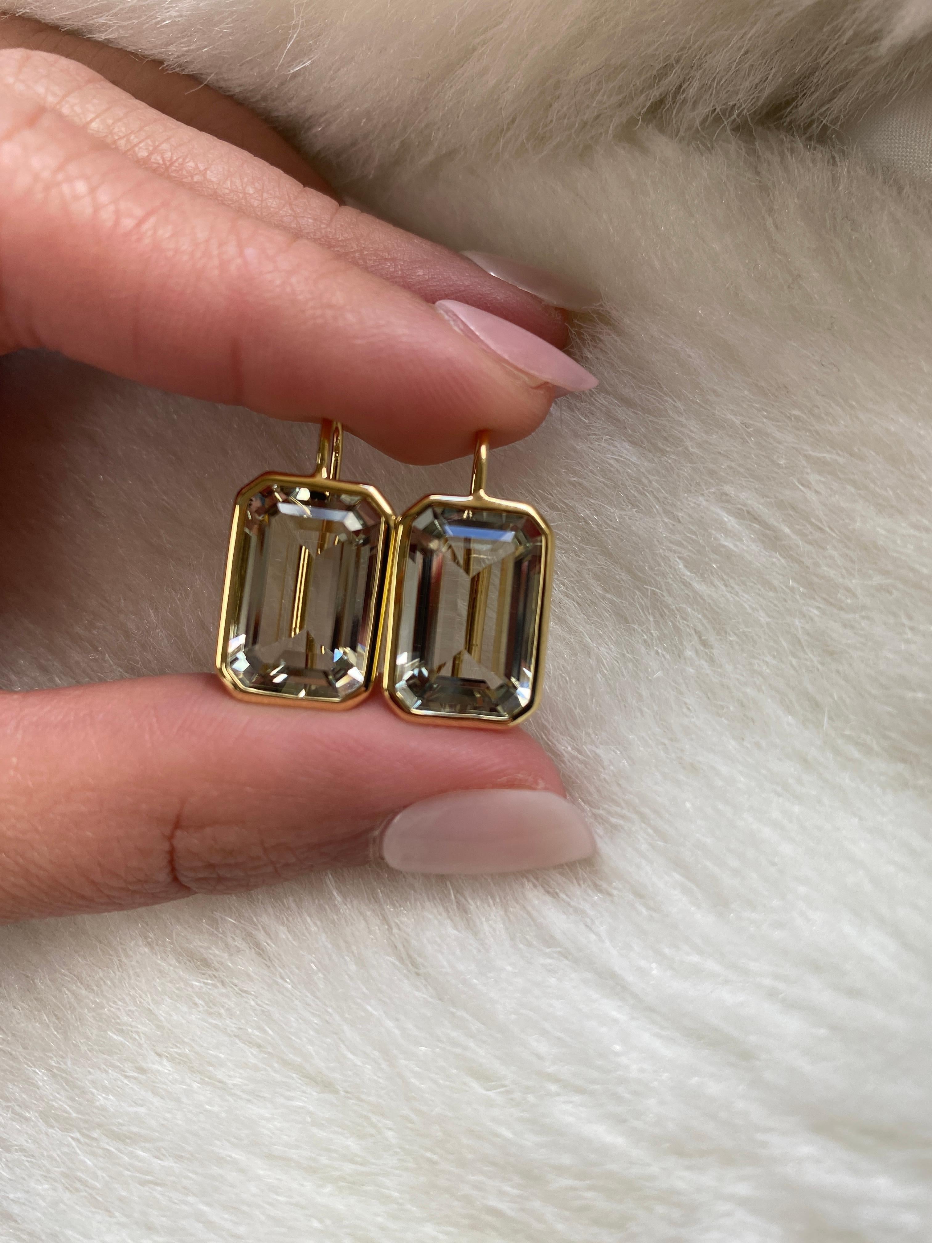 Contemporary Goshwara Prasiolite Emerald Cut Earrings
