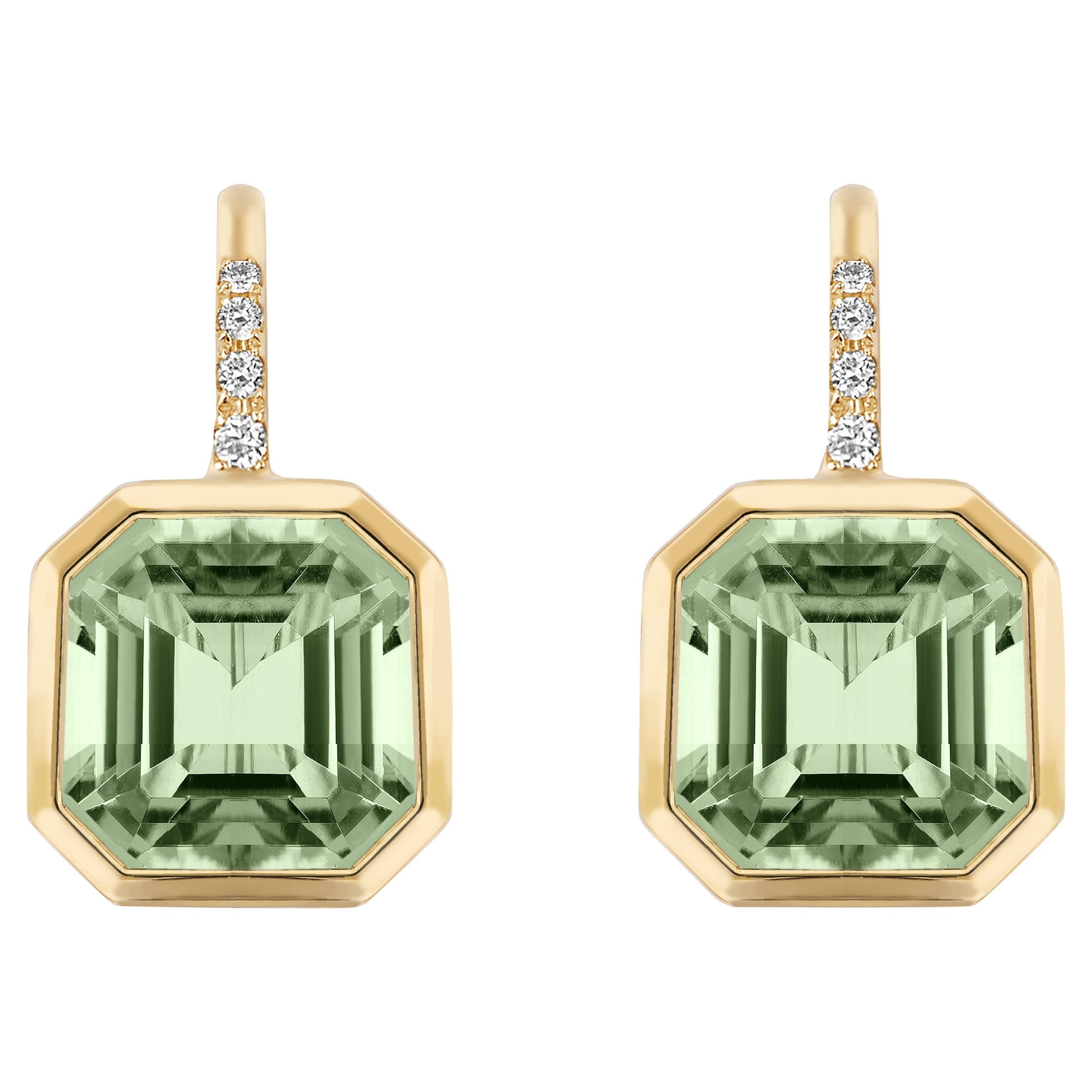 Goshwara Prasiolite Emerald Cut on Wire Earrings For Sale