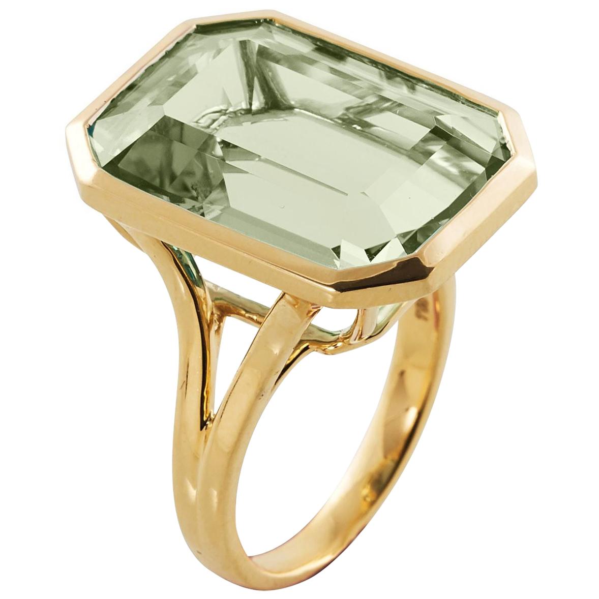 Goshwara Emerald Cut Prasiolite  Ring