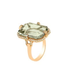 Goshwara Emerald Cut Prasiolite And Diamonds Ring