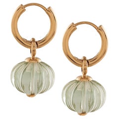 Goshwara Prasiolite Fluted Bead on Hoops Earrings