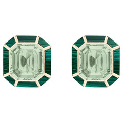 Goshwara Prasiolite & Malachite Inlay Stud Earrings