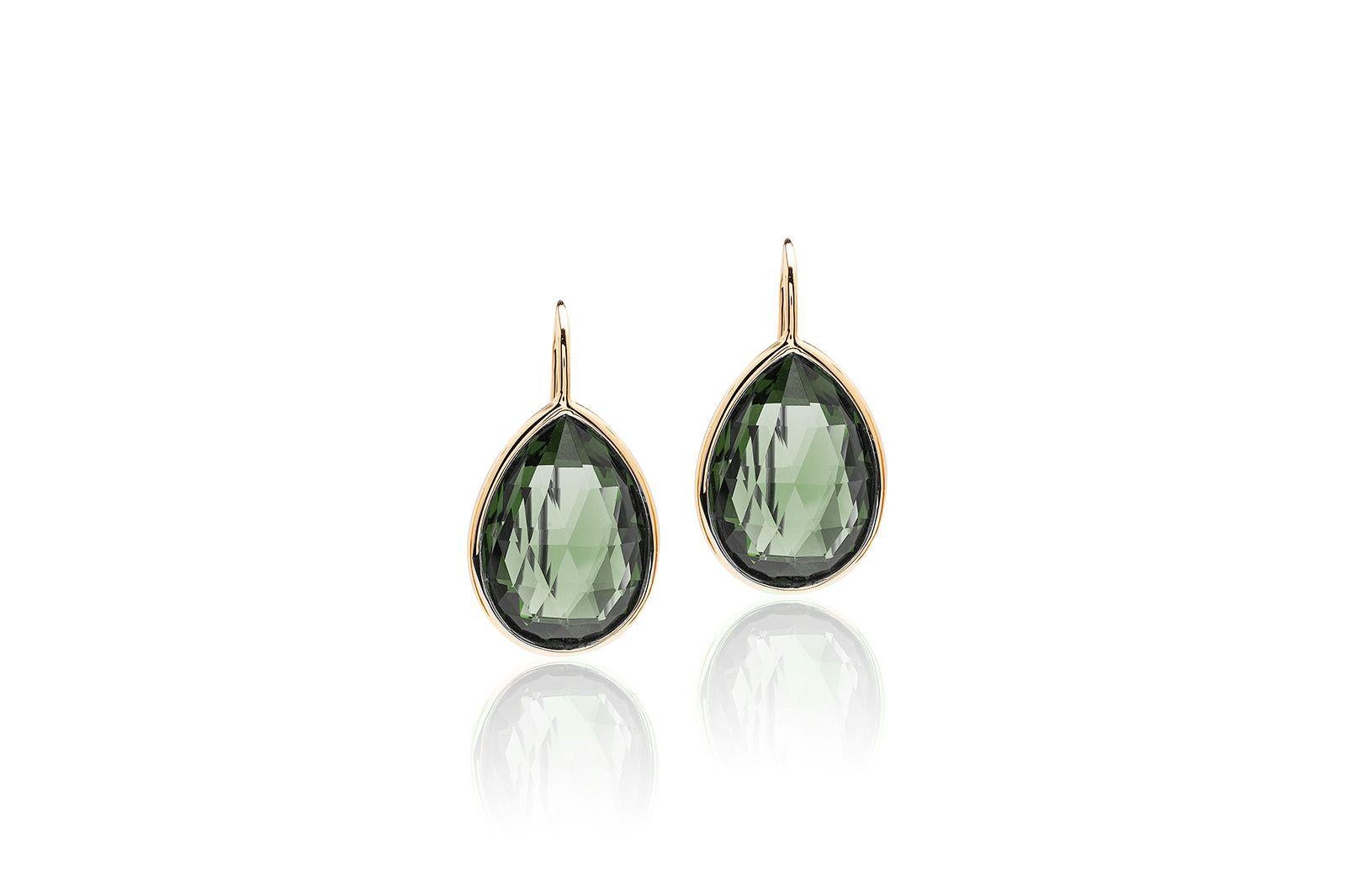 Prasiolite Pear Shape Briolette Earrings on Wire in 18K Yellow Gold, from 'Gossip' Collection

Stone Size: 10 x 14 mm 

Gemstone Approx Wt: Rutilated - 10.28 Carats