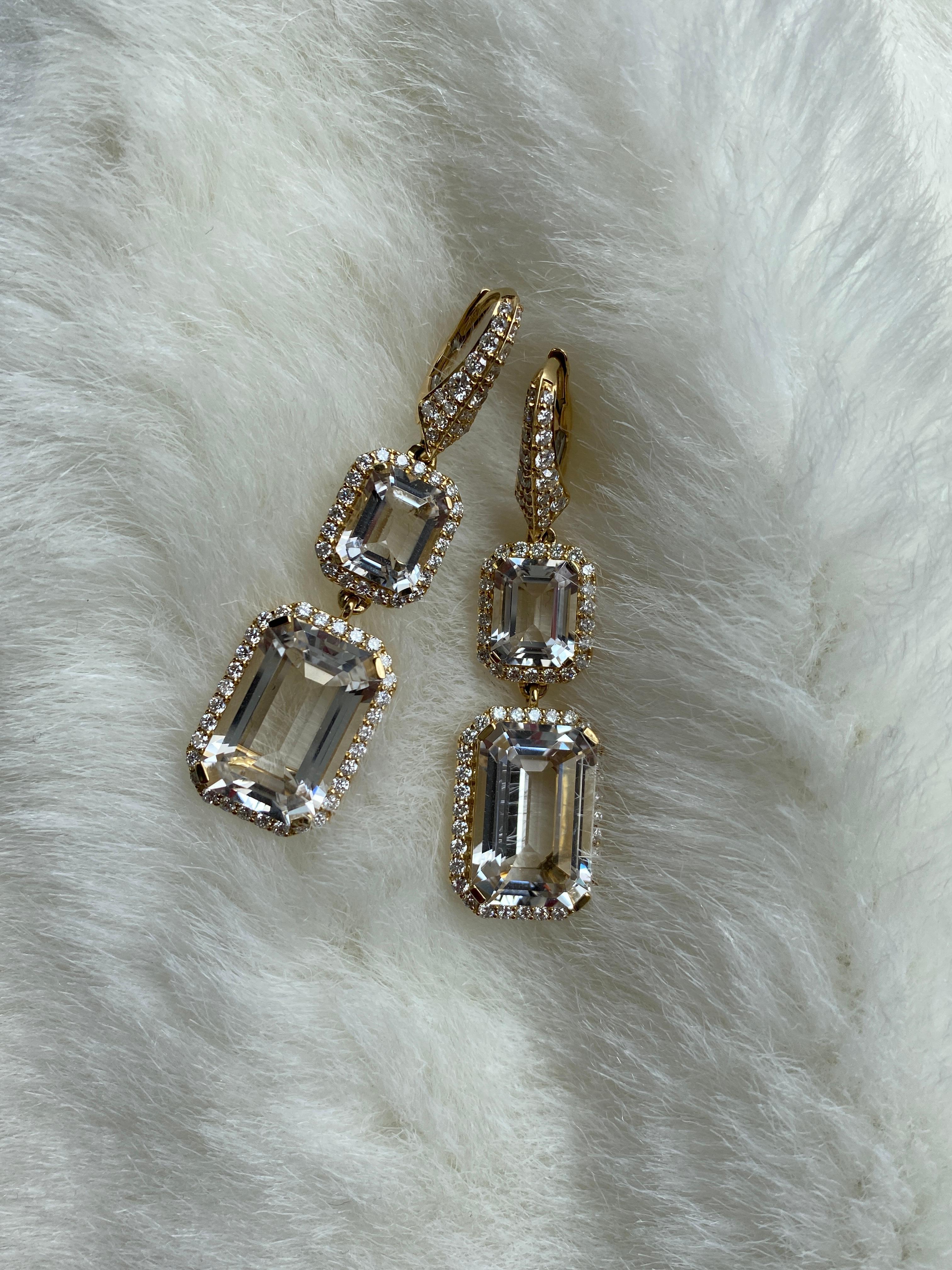 Boucles d'oreilles Goshwara en cristal de roche et diamants Pour femmes en vente